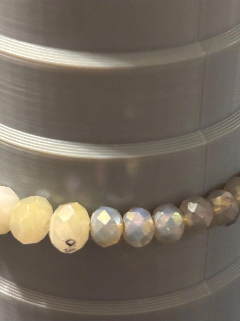 Faceted Bracelet Erimish Mint, White & Silver‎ Beaded Read